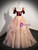 Champagne Tulle Sequins Burgundy Velvet Short Sleeve Prom Dress