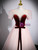 Wave Point Tulle Burgundy Velvet Short Sleeve Prom Dress