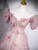 Pink Tulle Sequins Off the Shoulder Beading Flower Prom Dress