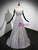 Silver Sequins Strapless Beading Prom Dress