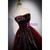 Burgundy Tulle Strapless Pleats Bow Prom Dress