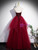 Burgundy Tulle Strapless Prom Dress