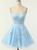 Blue Tulle Appliques Spagehtti Straps Homecoming Dress
