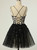 Black Tulle Sequins Appliques Homecoming Dress