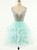 Champagne Tulle Spaghetti Straps Beading Homecoming Dress