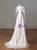 White Satin Square Short Sleeve Wedding Dress