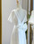 White Satin Short Sleeve Short Wedding Dress