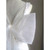Bow embellishment at waist of white satin V-neck wedding dress