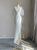 White Satin V-neck Split Wedding Dress