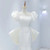 White Mermaid Satin Puff Sleeve Wedding Dress With Bow