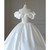 White Satin Off the Shoulder Pearls Beading Wedding Dress