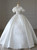 White Satin Off the Shoulder Pearls Beading Wedding Dress