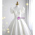 White Satin V-neck Puff Sleeve Wedding Dress