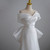 White Satin Off the Shoulder Pleats Bow Wedding Dress