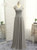 Latest  Gray 2017 Mother Of The Bride Dresses A-line V-neck Chiffon Lace