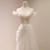 White Tulle Off the Shoulder Pleats Wedding Dress