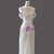Off-shoulder draped sleeves and waist pleats on simple ivory satin wedding dress