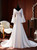 Simple White Satin V-neck Long Sleeve Wedding Dress