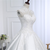 White Satin Appliques High Neck Backless Wedding Dress