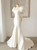 Ivory Mermaid Satin Puff Sleeve Bow Wedding Dress