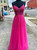 Fuchsia Tulle Spaghetti Straps Prom Dress