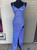 Blue Sequins Criss Cross Back Prom Dress