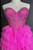 Hot Pink Tulle Hi Lo Beading Prom Dress