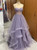 Purple Tulle Sweetheart Pearls Prom Dress