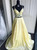 Yellow Satin Lace Two Piece Prom Dress