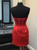 Red Satin Strapless Pleats Short Homecoming Dress