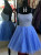 Blue Tulle Sequins Spaghetti Straps Homecoming Dress