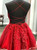 Red Tulle Spaghetti Straps Appliques Homecoming Dress