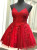 Red Tulle Spaghetti Straps Appliques Homecoming Dress