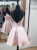 Pink Satin V-neck Homecoming Dress
