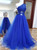 Royal Blue Tulle One Shoulder Appliques Prom Dress