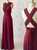 Burgundy Pleats Halter Prom Dress