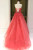 Watermelon Red Halter Tulle Appliques Prom Dress