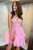 Pink Tulle Sweetheart Appliques Tiers Homecoming Dress