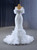 White Mermaid Sequins V-neck Wedding Dress