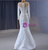 White Tulle Beading Long Sleeve Wedding Dress With Removable Train