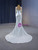 White Mermaid Long Sleeve Sequins Beading Pearls Wedding Dress