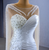 White Mermaid Long Sleeve Sequins Beading Pearls Wedding Dress