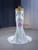 White Mermaid Long Sleeve Sequins Beading Pearls Wedding Dress