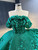 Green Tulle Off the Shoulder 3D Appliques Prom Dress