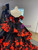 Black Tulle Off the Shoulder Red 3D Appliques Prom Dress