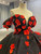 Black Tulle Off the Shoulder Red 3D Appliques Prom Dress