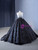 Black Ball Gown Tiers Sequins Prom Dress