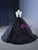 Black Ball Gown Tiers Sequins Prom Dress