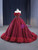 Burgundy Tulle Strapless Beading Feather Prom Dress