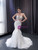 White Mermaid Sweetheart Sequins Pearls Wedding Dress